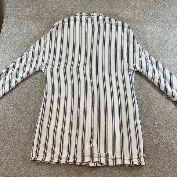 Pilcro Anthropologie Linen Blend Striped Double Breasted Blazer Jacket XS Cream - Picture 11 of 13